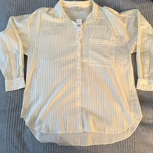 LOFT Light Yellow Striped Blouse